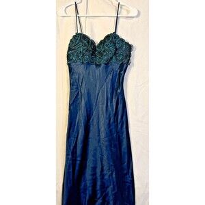 Vintage Evening Gown Midnight Blue Sparkle Women's 7/8 Luxe Glam De Laru Yen
